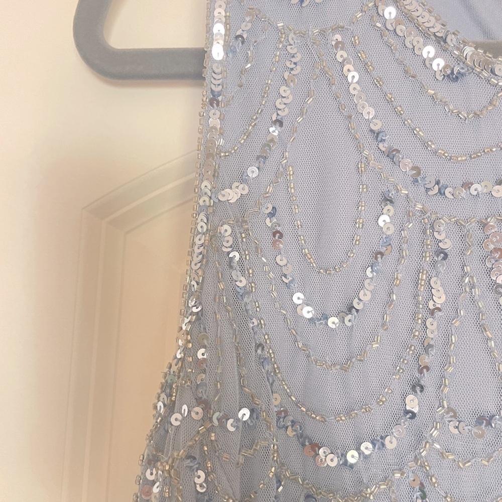 NWT J Kara Sleeveless Evening Gown Dusty Blue/Silver  Size 16 - Picture 11 of 14